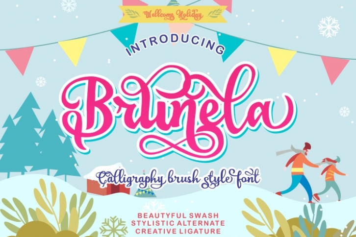 Brunela Beautyful Calligraphy brush scripts font Font Download