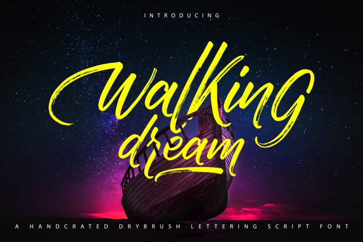 Walking Dream | A Handcrafted Drybrush Lettering Script Font Font Download