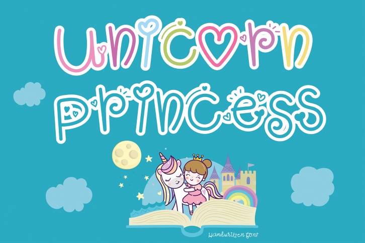 Unicorn princess Handwritten- Cute font Kawaii style Font Download