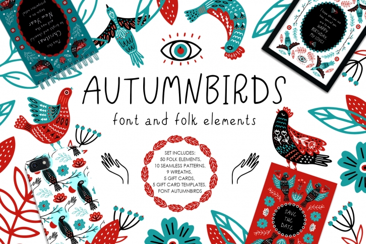 Autumnbirds - font and folk element Font Download