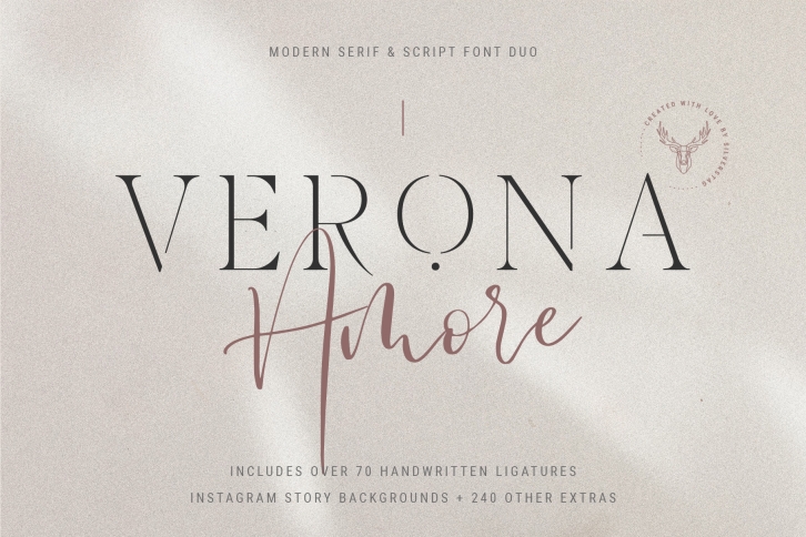 Verona Amore - Modern Serif & Script Font Duo & Extras Font Download