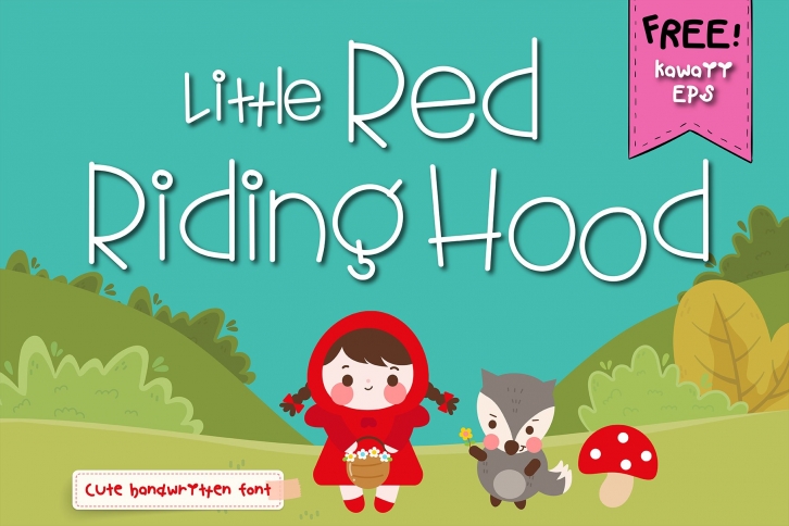 Little red riding hood Handwritten- cute kid font Kawaii Font Download