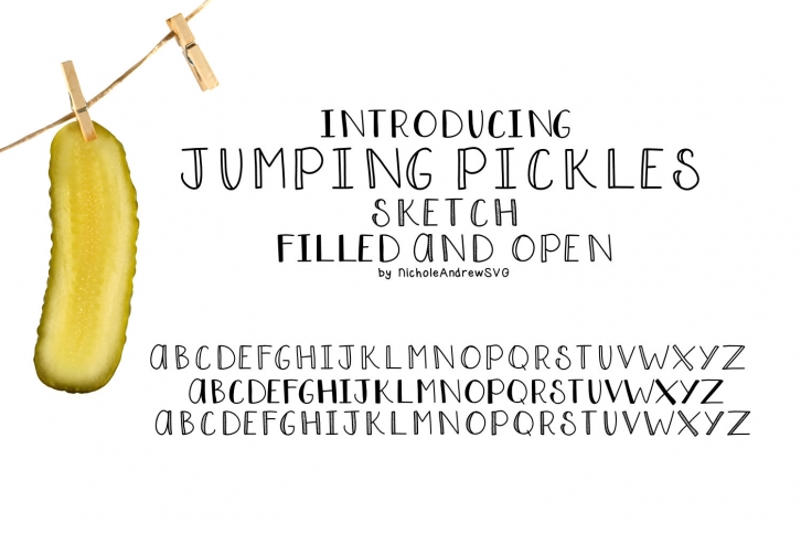 Jumping Pickles, Font trio - Open, Closed and Sketch Font Download
