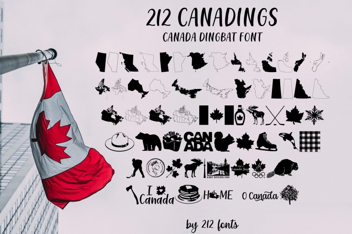 212 Canadings Canada Dingbat Solid and Outline Font Font Download