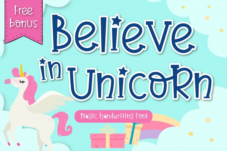 Believe in unicorn Handwriting- cute kid font Kawaii style! Font Download