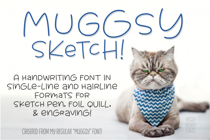 Muggsy Sketch - a quirky fun single-line hairline pen font! Font Download