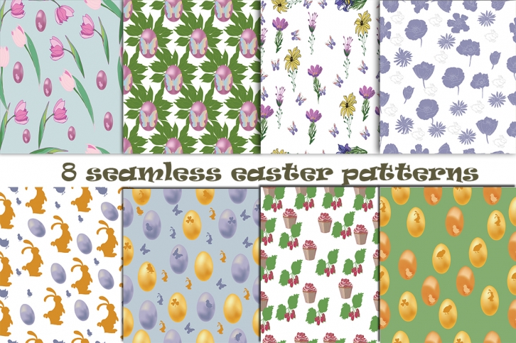 8 Seamless Easter Patterns Font Download