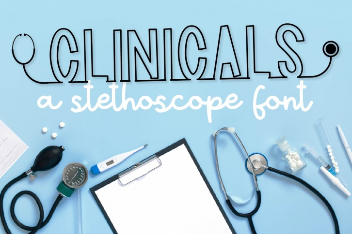 Clinicals - A Stethoscope Font Perfect for Nurses! Font Download