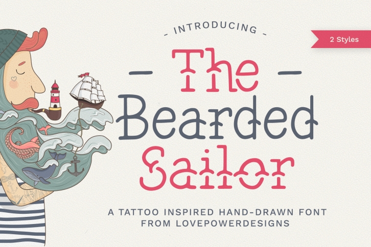 The Bearded Sailor - Tattoo Font  Line Font  Logo Font Font Download