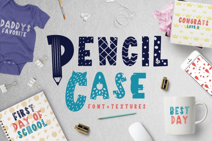 Pencil Case - Scandinavian kids font Font Download