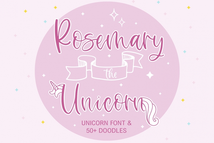 Rosemary The Unicorn Script Font With Doodles Font Download