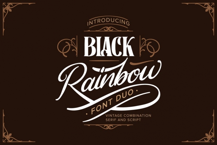 Black Rainbow | Font Duo Vintage Serif and Script Font Download