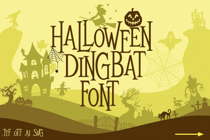 Mitoos Halloween Dingbat Font with svg file Font Download