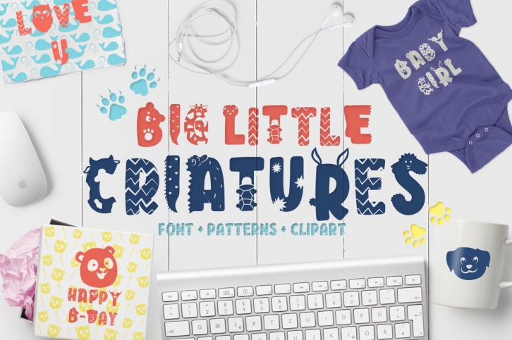 Big Little Creatures - Animal font with EXTRAS Font Download