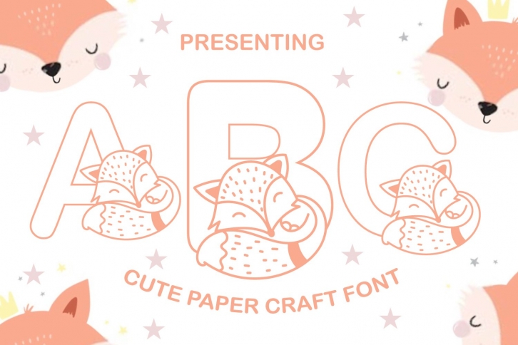 Baby Fox Cute Papercut Style Coloring Book Font Font Download