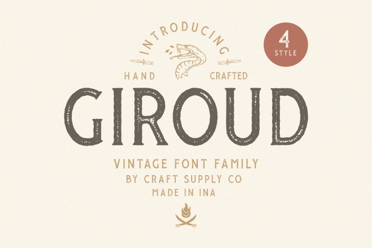 Giroud Vintage Font Family Bonus Logo Font Download
