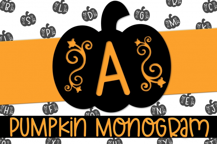 Pumpkin Monogram - A Fall Monogram Font Font Download