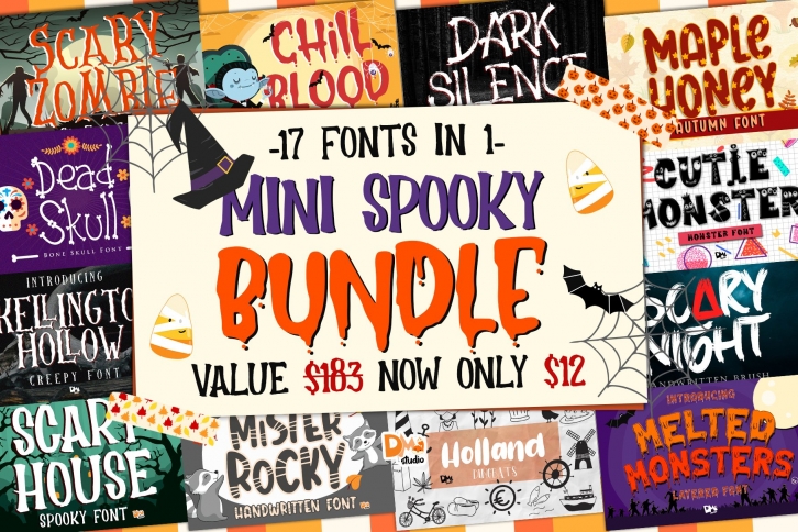 Mini Spooky Halloween Font Bundle!! Font Download
