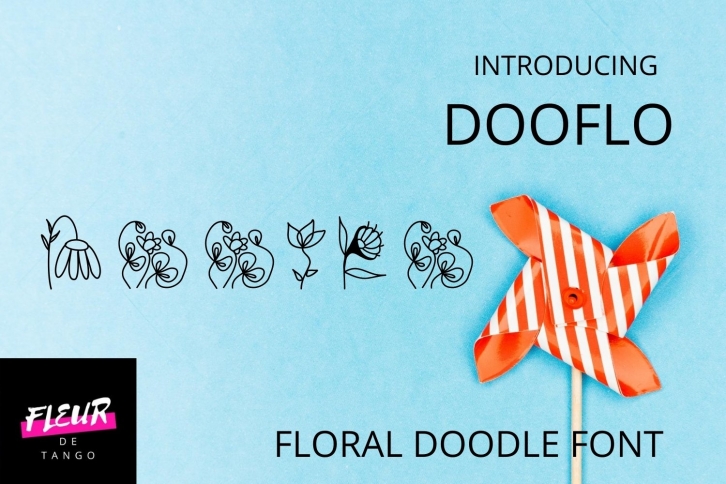 Dooflo - an amazing doodle floral font Font Download