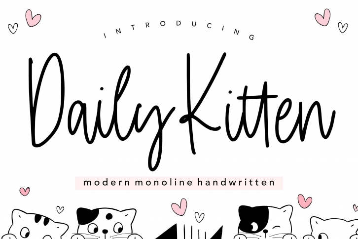 Daily Kitten Modern Monoline Handwritten Font Font Download