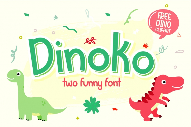 Dinoko | Cute layered font with dino Font Download