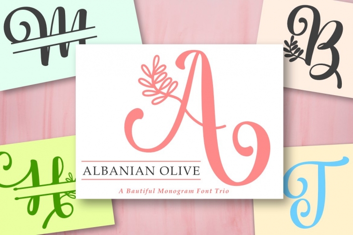 Albanian Olive Monogram | Font Trio Font Download