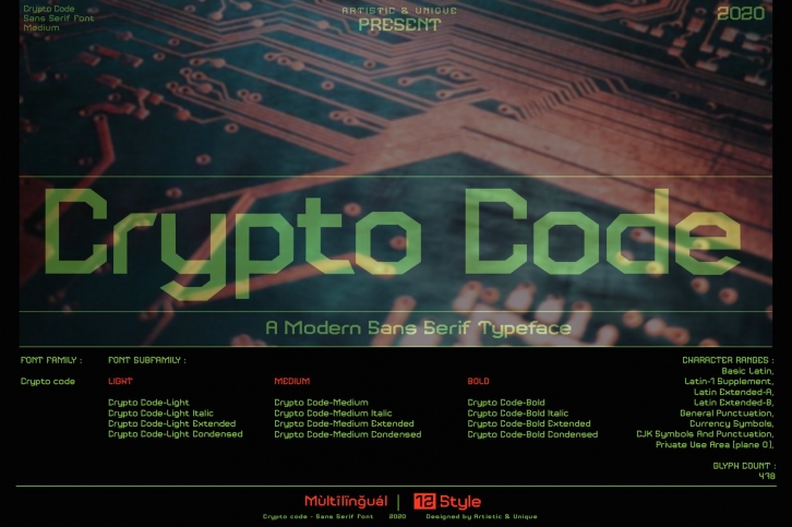 Crypto code - Sans serif font family Font Download