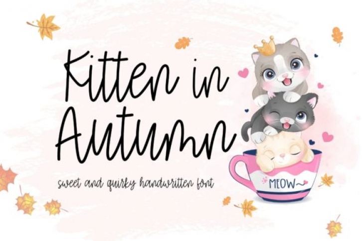 Kitten in Autumn Font Download