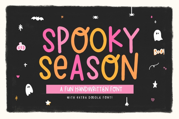 Spooky Season - Handwritten Font with Halloween Doodles Font Download