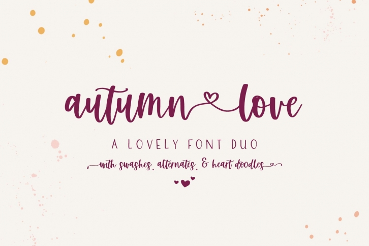 Autumn Love Font Duo with Heart Swashes Font Download