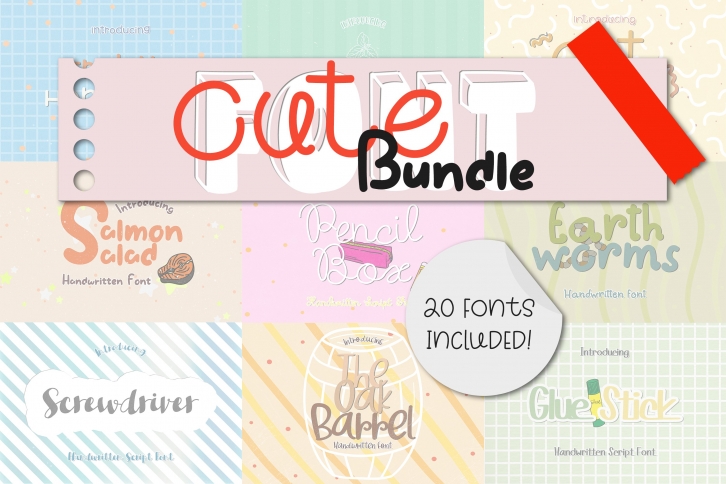 CUTE Font Bundle - 20 Lovely & Quirky Handwritten Fonts Font Download