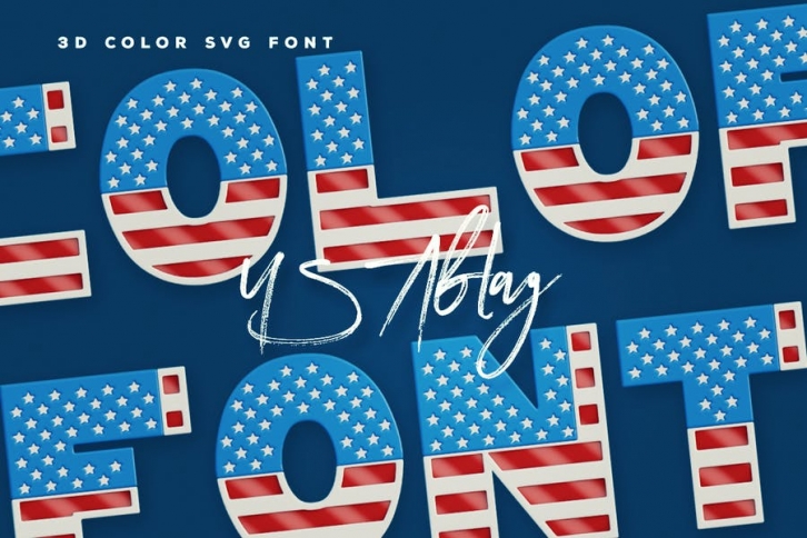 USA Flag - 3D Color SVG Font Font Download