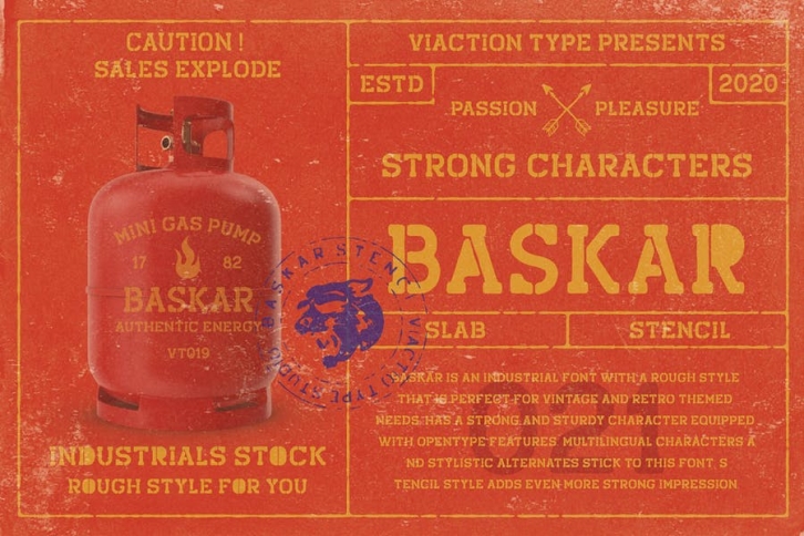 Baskar Stencil - Vintage Font Font Download