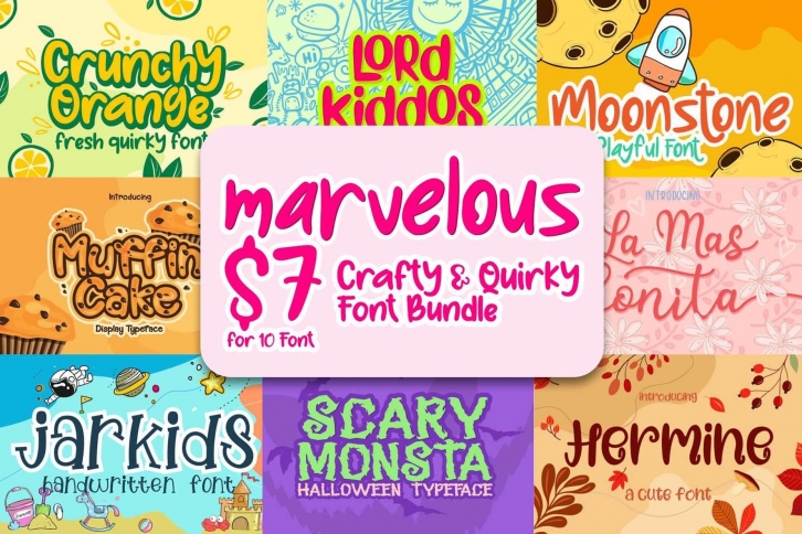 Marvelous Crafty and Quirky Font Bundle Font Download