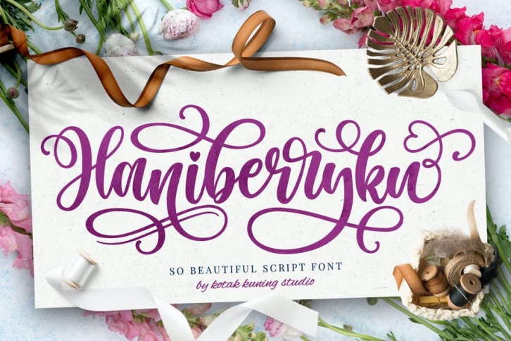 Haniberryku - Beautiful Script Font Font Download