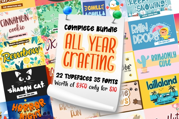 Complete Bundle - All Year Season Crafting Font Collection Font Download