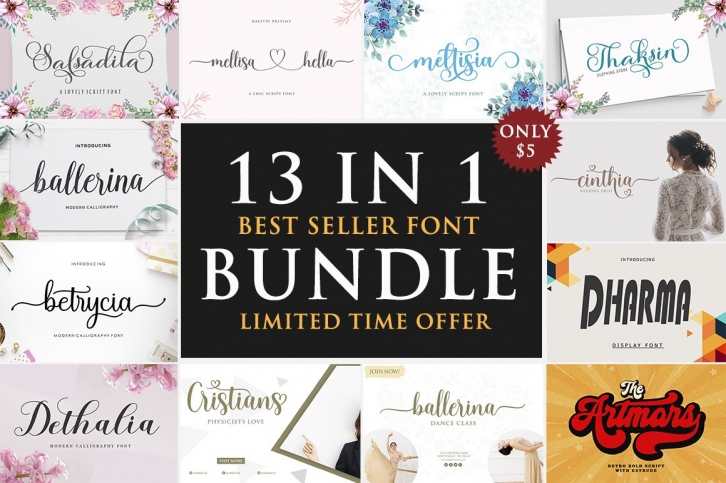 13 Best Seller Font BUNDLE Font Download