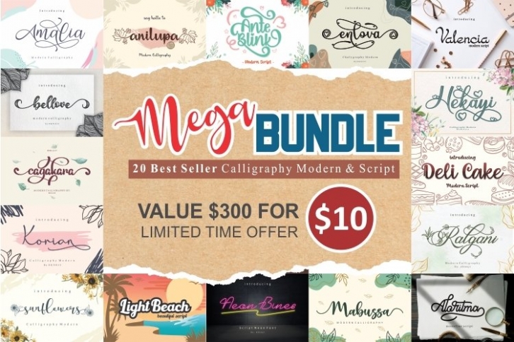 Mega Bundle - 20 Calligraphy & Script Best Seller Font Font Download