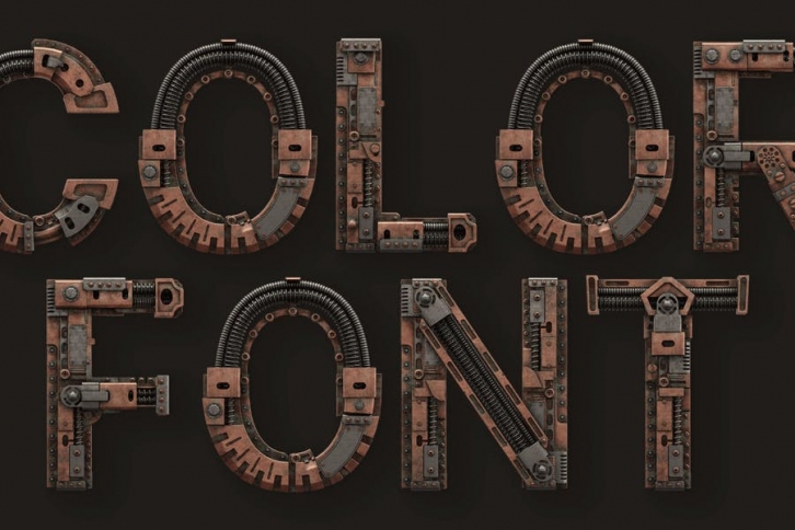 Steampunk - 3D Color SVG Font Font Download
