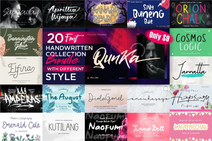 20 handwritten collection bundle with different styles Font Download