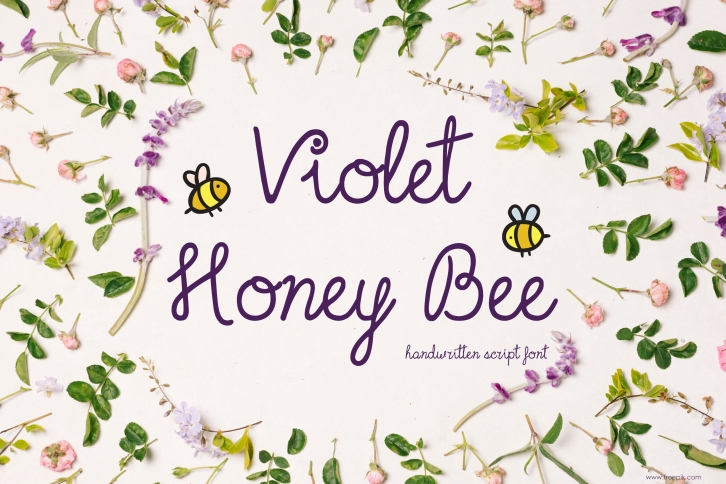 Violet Honey Bee Font | Handwritten | Multilingual Ligatures Font Download