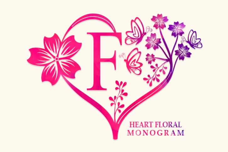 Heart Floral Monogram Font Download