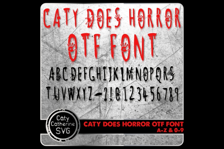 Caty Does Horror Font A-Z 0-9 Bloodstain Blood Halloween OTF Font Download