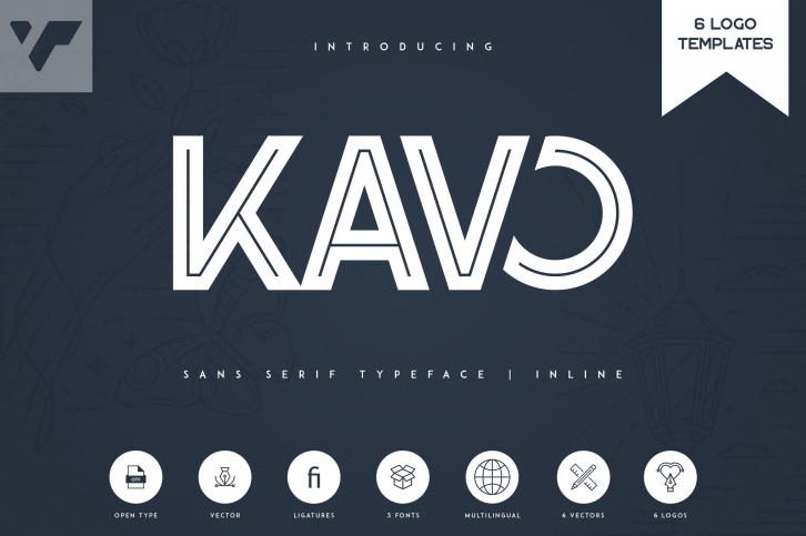 Kavo Inline + 6 Logo Templates Font Download