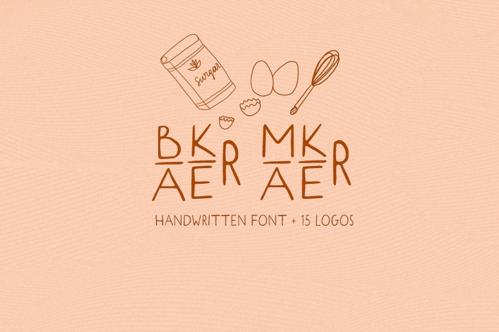 Baker Maker. Sans SERIF font. 15 Logos. Kitchen Doodles Font Download