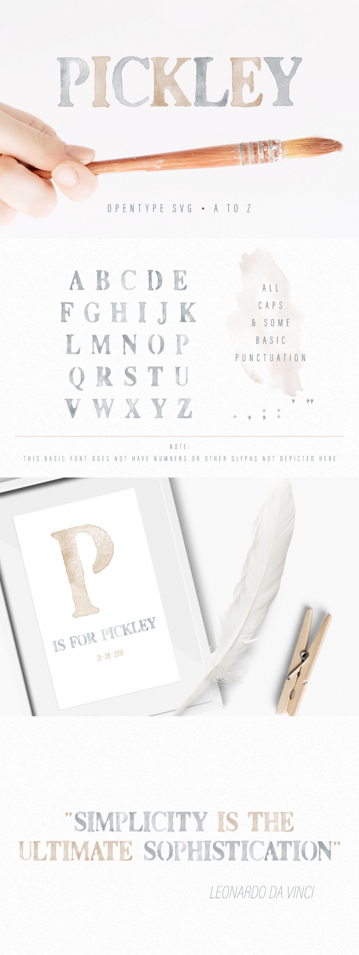 Pickley - Watercolor opentype SVG Bitmap font Font Download