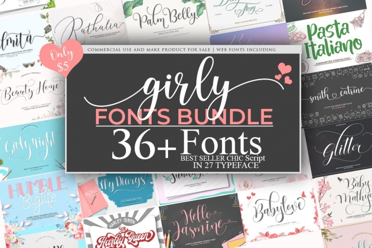 Girly Fonts Bundle Font Download