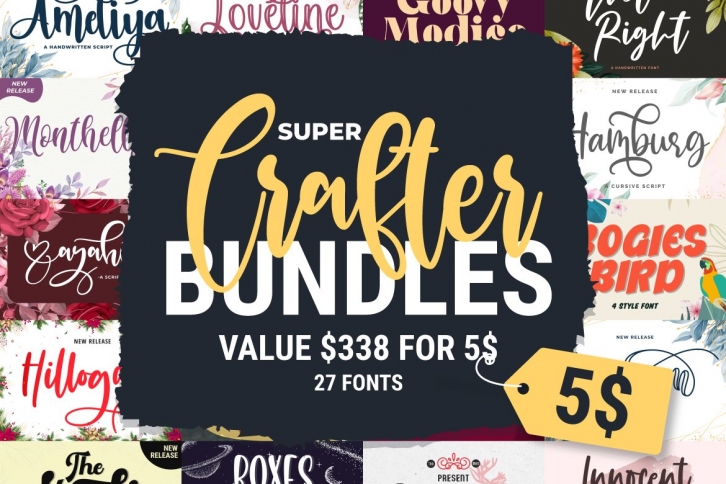 Super Crafter Bundles | 27 Fonts Collections Font Download