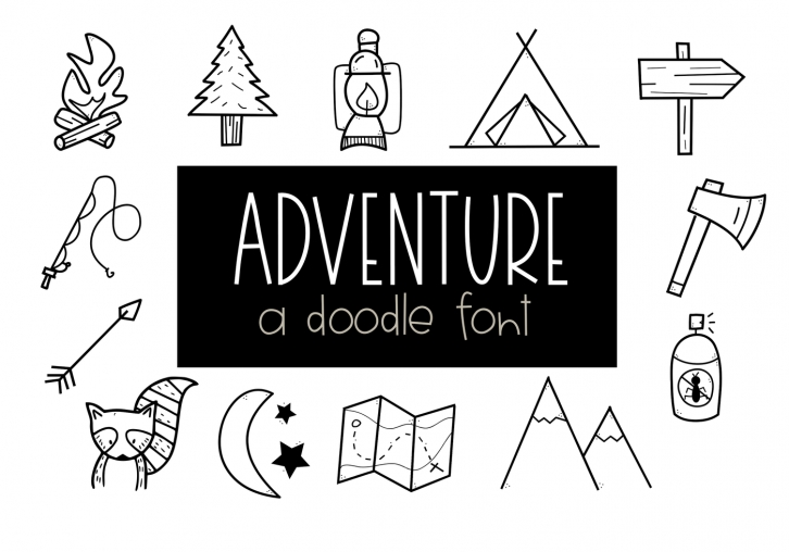 Adventure - A Camping/Outdoors Doodle Font Font Download