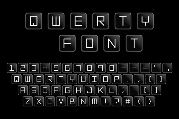Qwerty minimalist alphabet. Keyboard Font Download